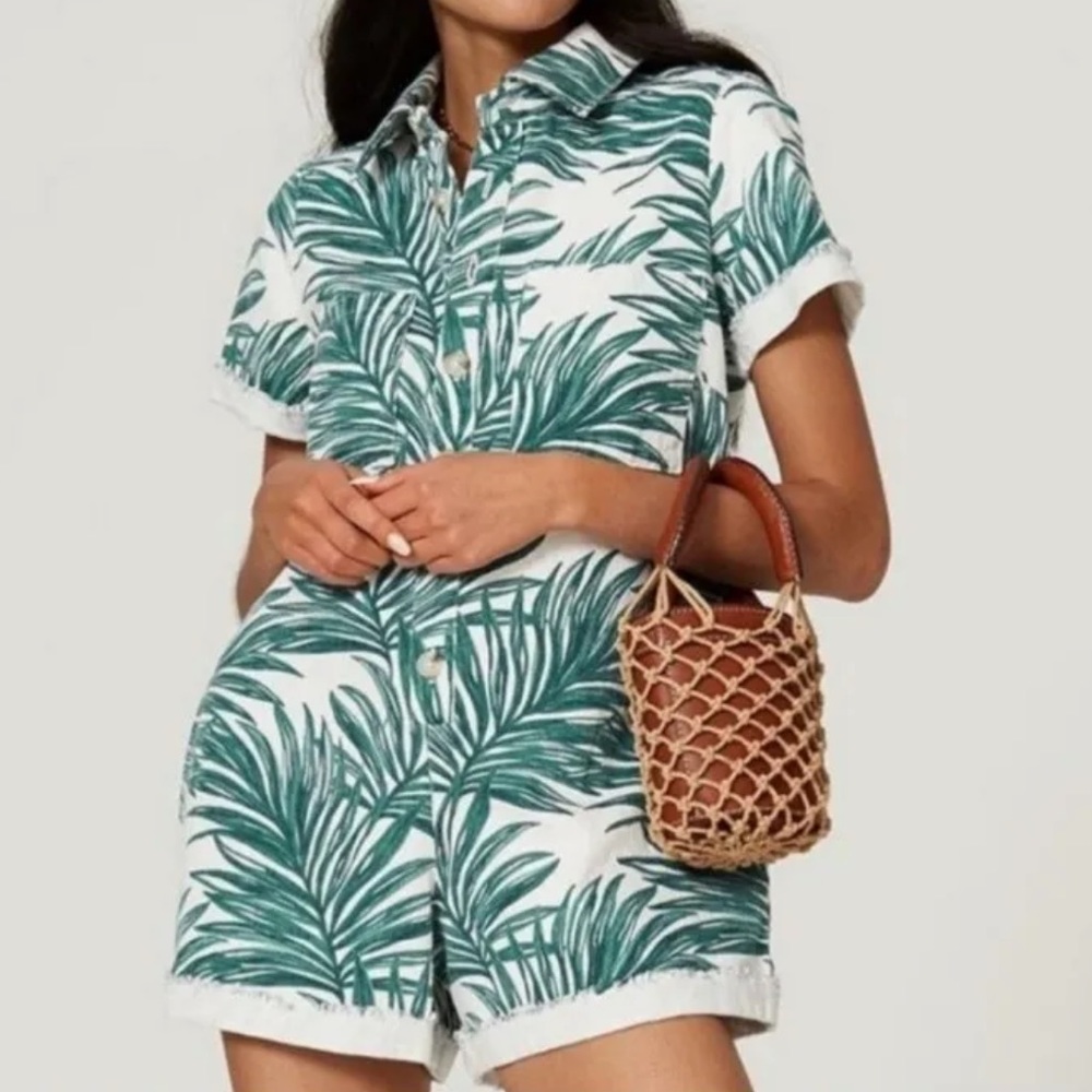 NWT Show Me Your Mumu Denim Range Romper ~ in Oasis Palm